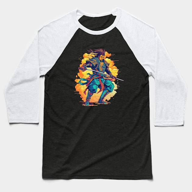 Ninja Samurai Warrior Baseball T-Shirt by DavidLoblaw